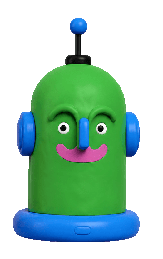 Green radio robot mascot